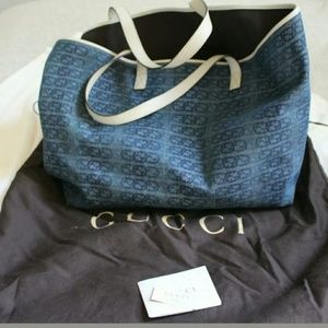 Authentic Gucci Interlocking G blue denim shopper